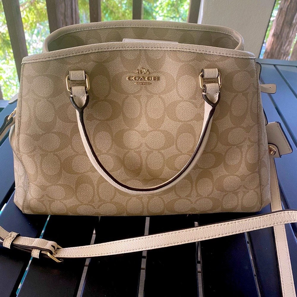 Monogram Coach Shoppers Tote with Crossbody strap